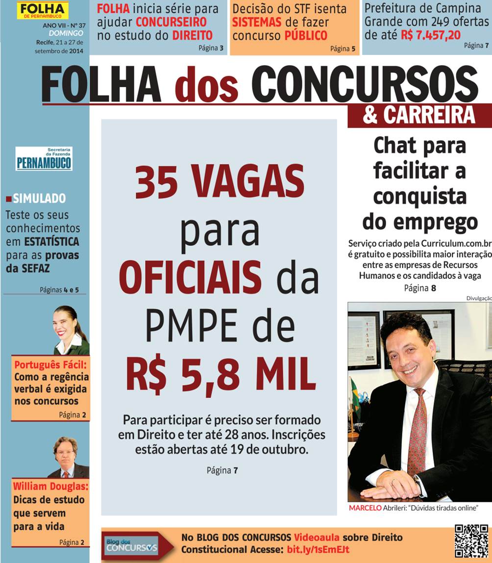 21.09.2014 - Folha dos Concursos & Carreira Capa_Curriculum Chat