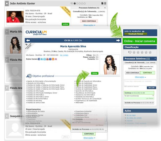 Ao visualizar os currículos em nosso sistema, a empresa poderá conversar com o candidato em tempo real, já iniciando o processo seletivo.